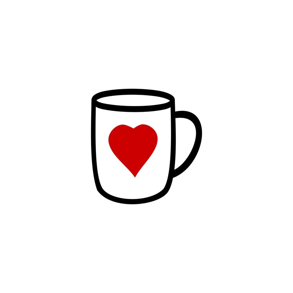 café. una taza con corazón sobre fondo blanco. vector