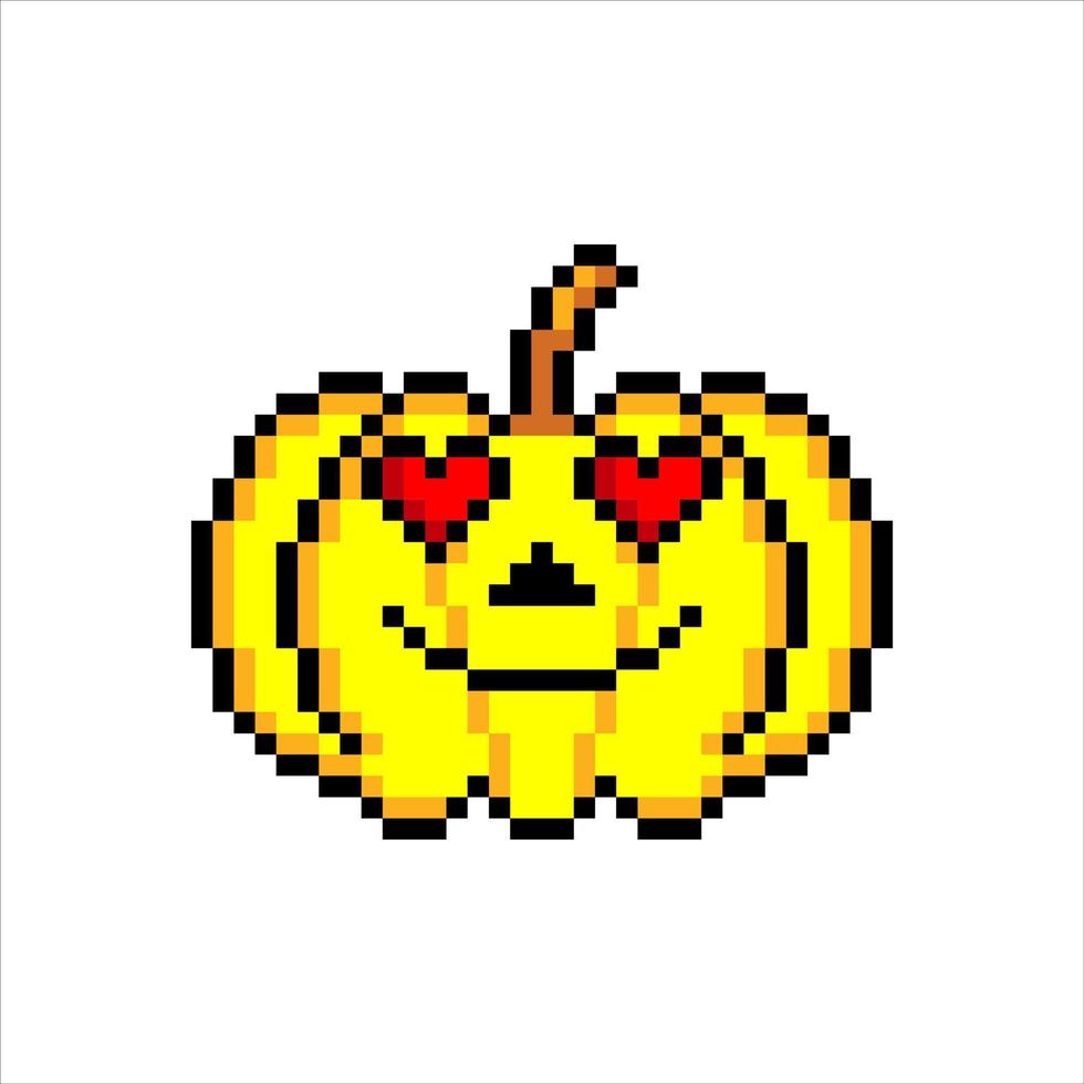 Emoticon or emoji with Pumkins in pixel art . vector  illustrations isolated on white background.