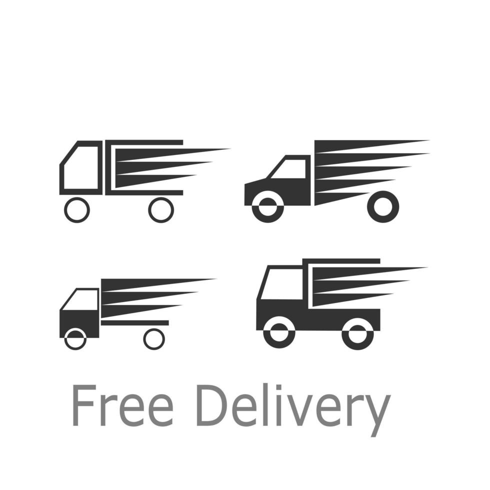 Express delivery trucks vector set icon  with silhouette illustration style.