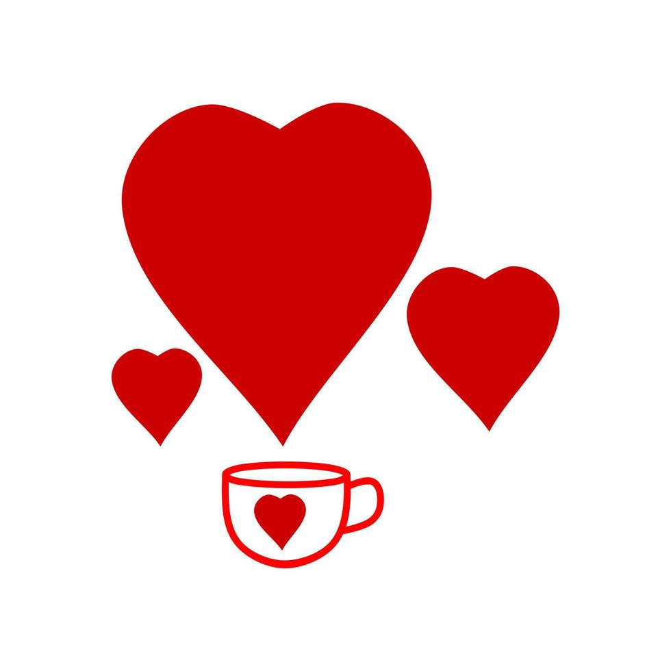 Coffee cup with hearts steam. vector illustration.