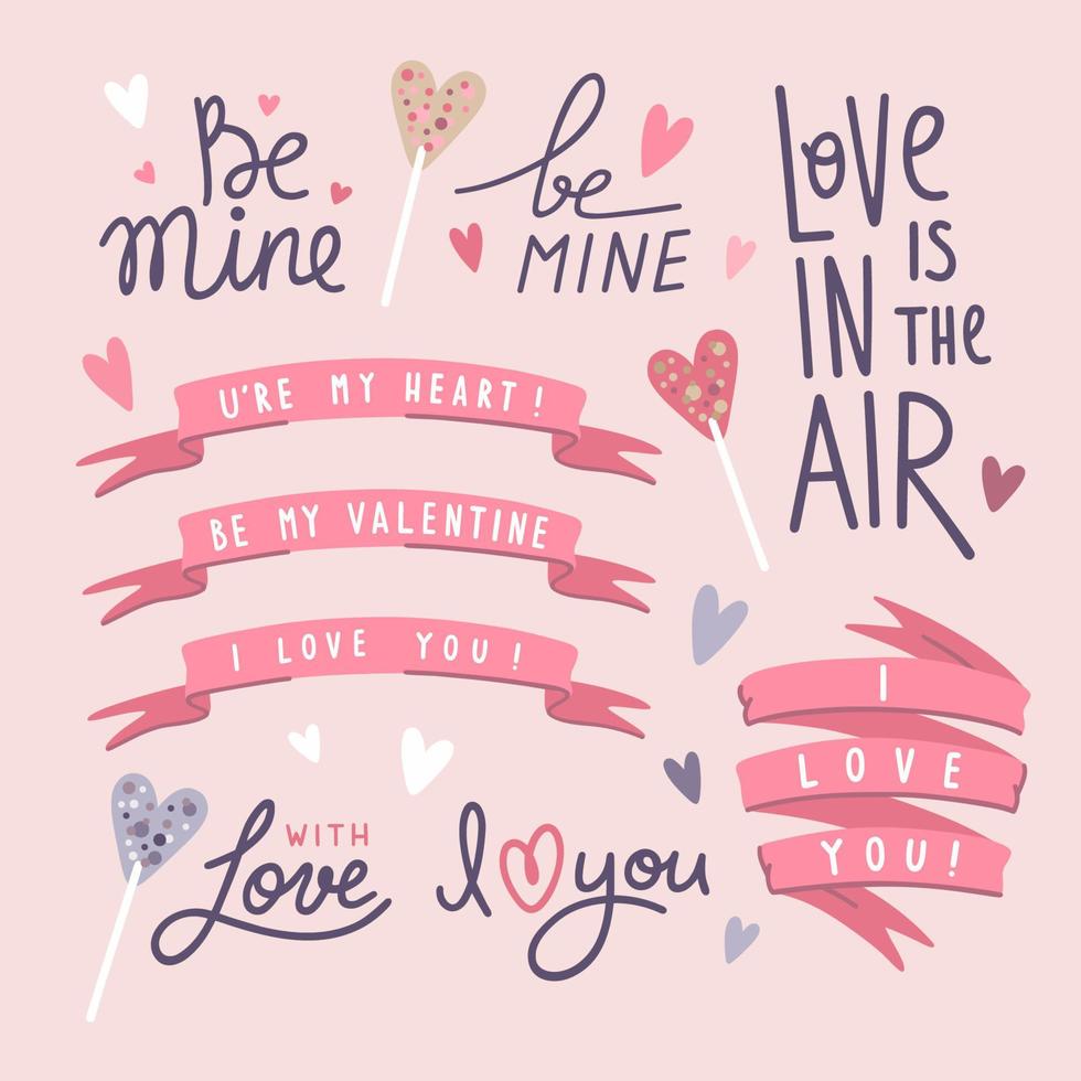 conjunto de letras de san valentín vector