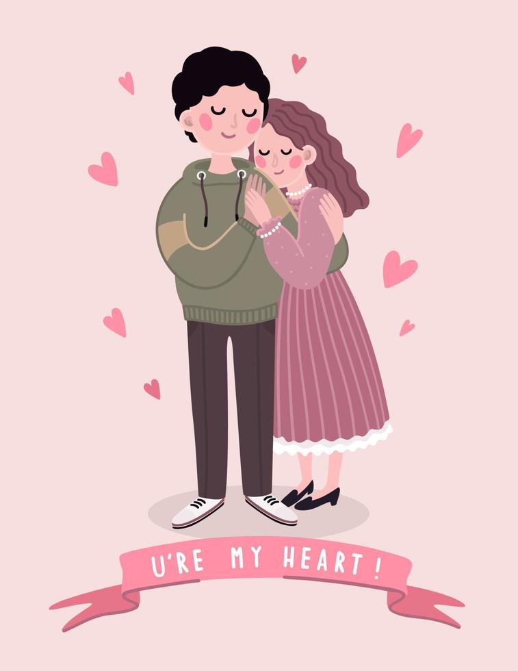 Cute lovers card vector