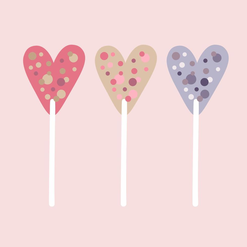 Valentine heart lollipops vector