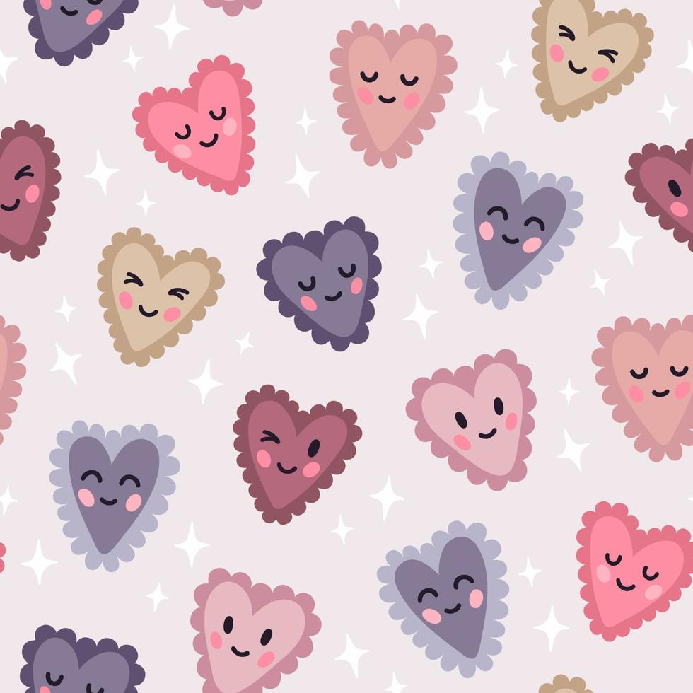 Smiling hearts pattern vector