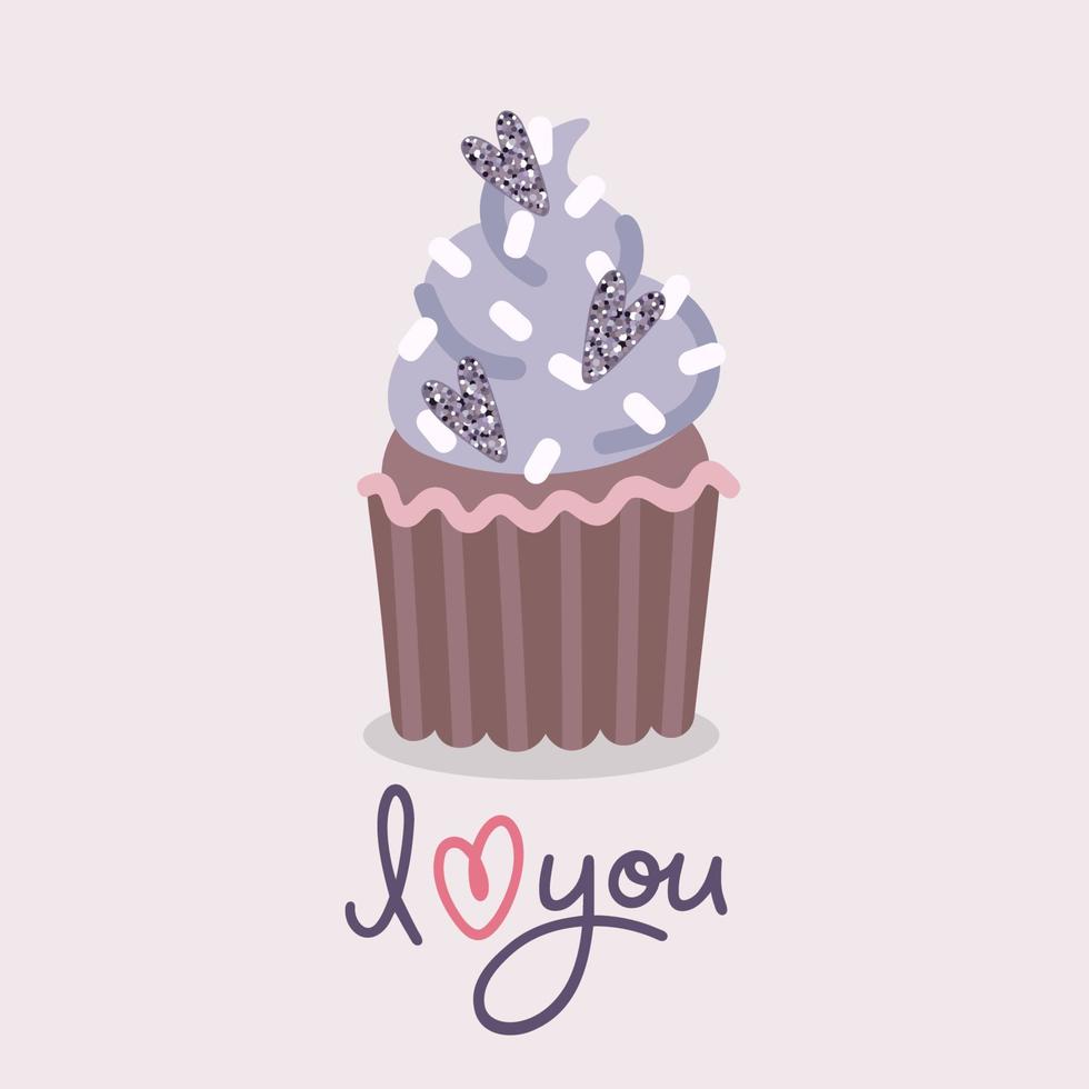 Valentine cupcake card vector