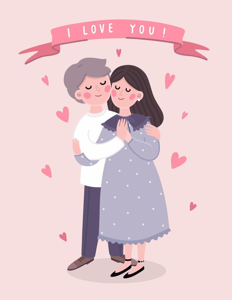 Cute lovers card vector