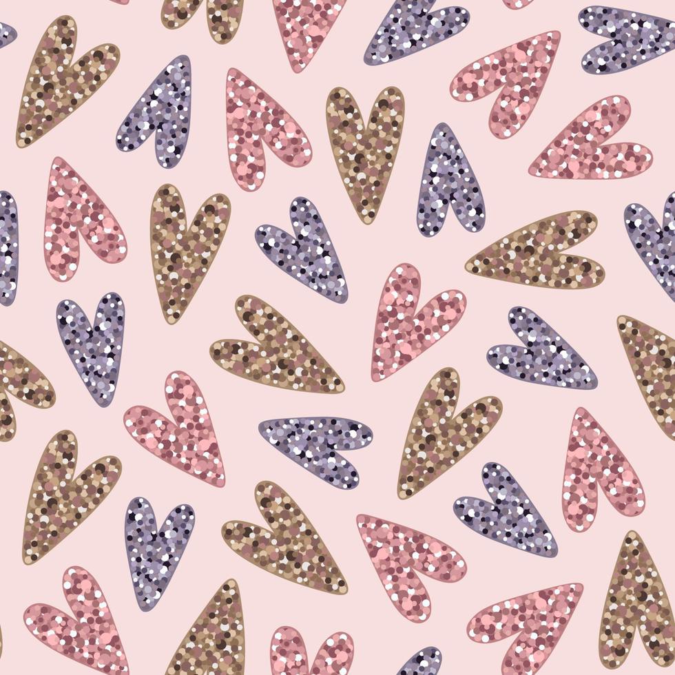 Glitter hearts pattern vector