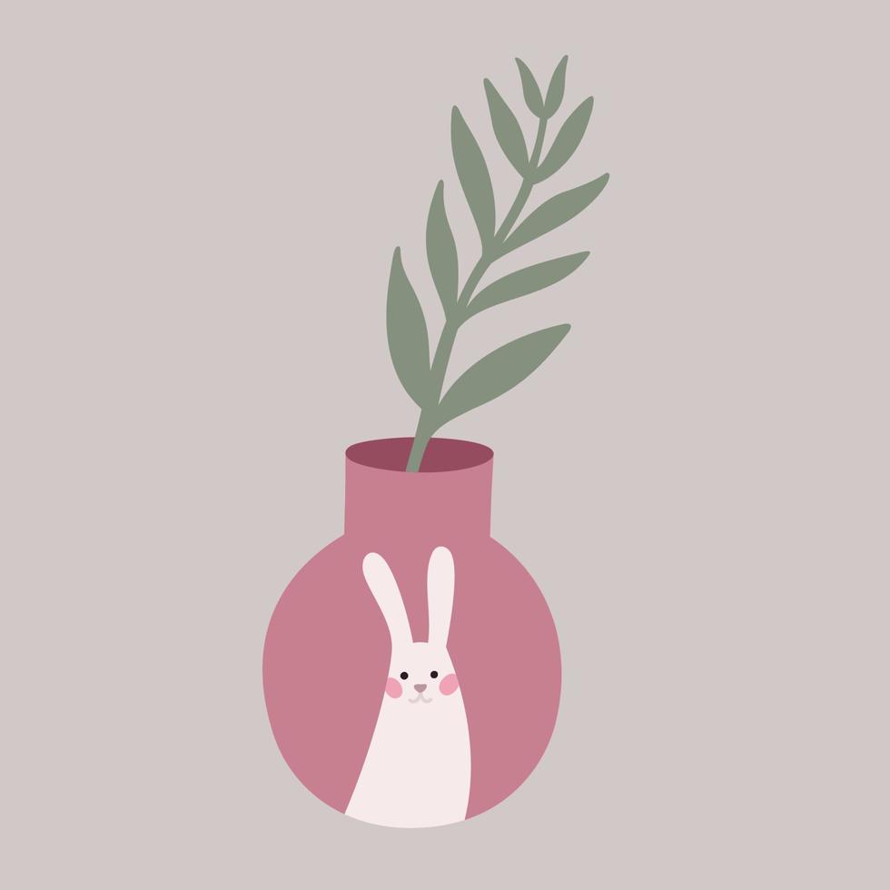 Easter bunny vase vector