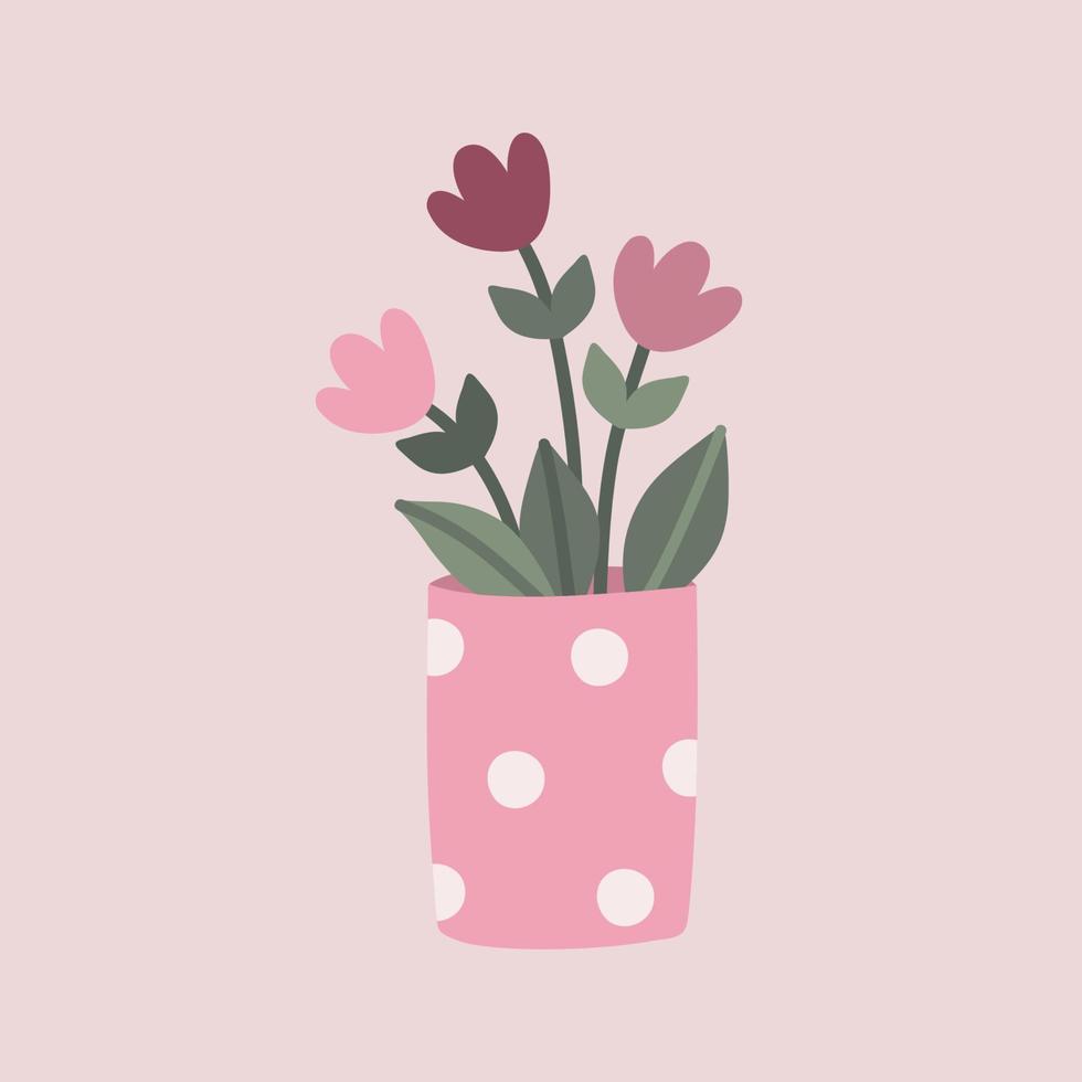 Flowers in flowerpot vector