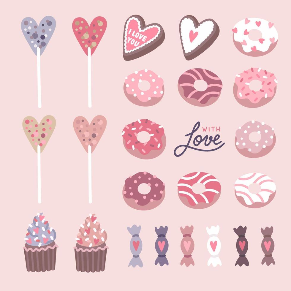 Sweet romantic set vector