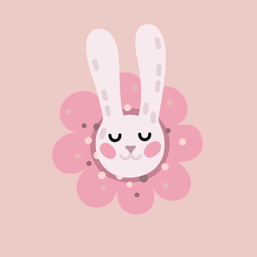 Easter bunny head and flower vector