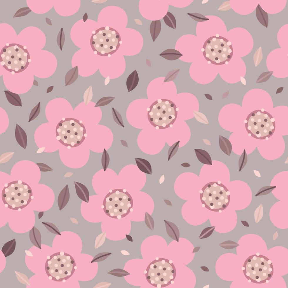 Flower and leaves pastel pattern vector