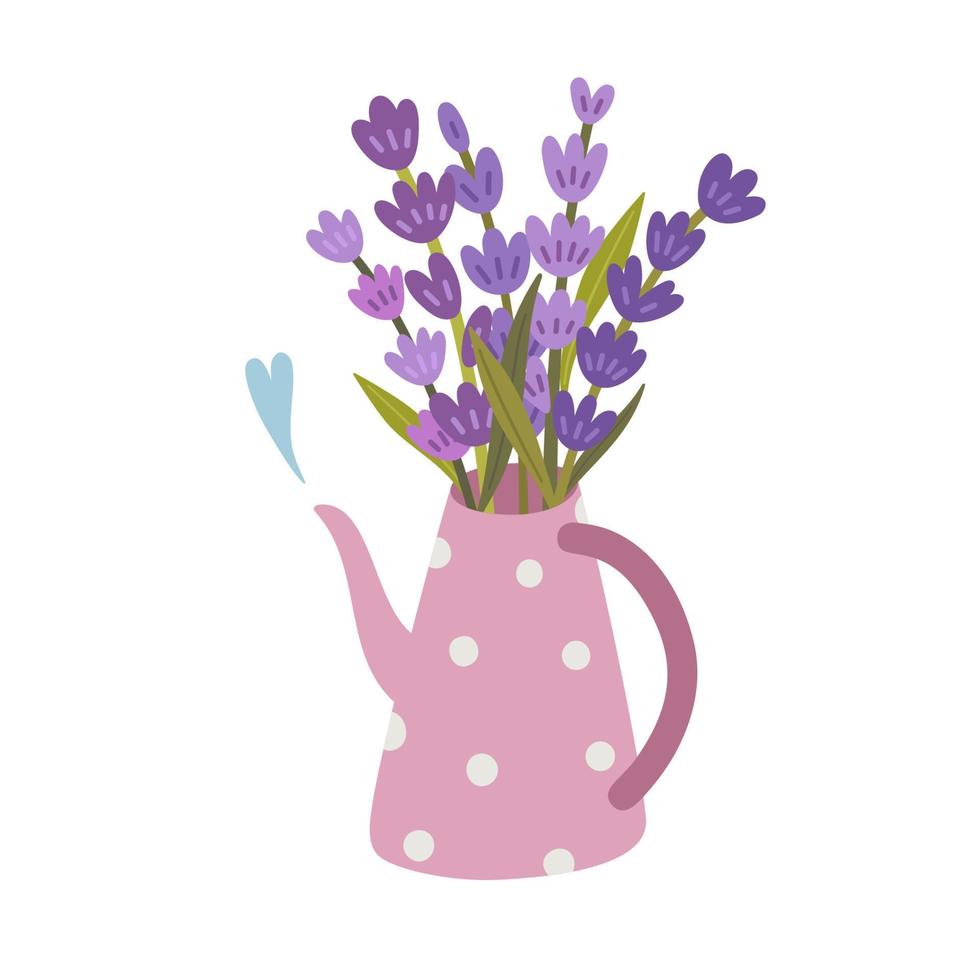 Lavender cartoon kettle vector