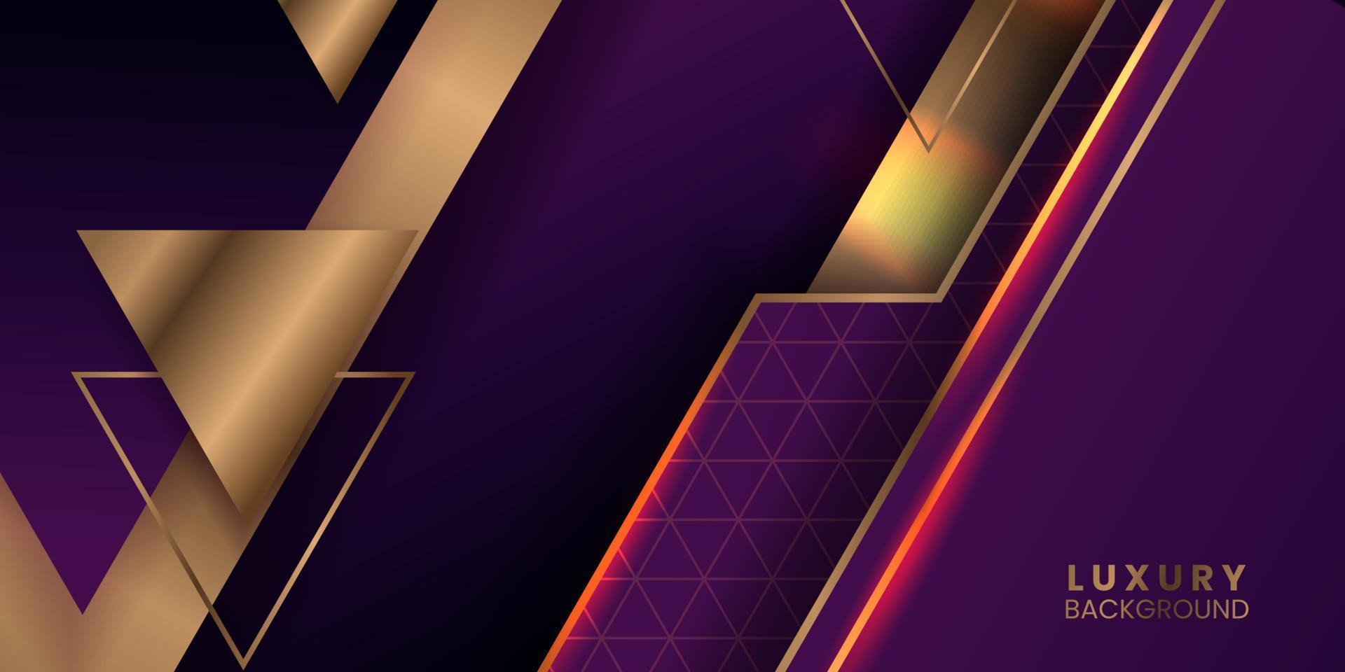 3d elegant luxury purple violet with golden color for background award futuristic with geometric shape vector