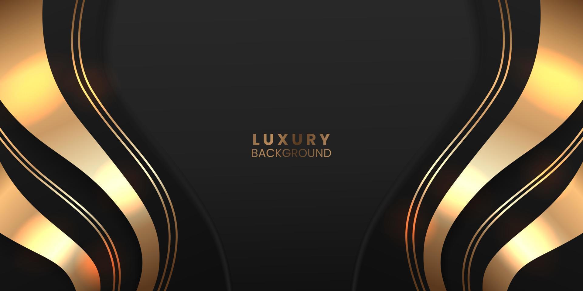 elegant luxury dark black abstract background template with golden color accent vector