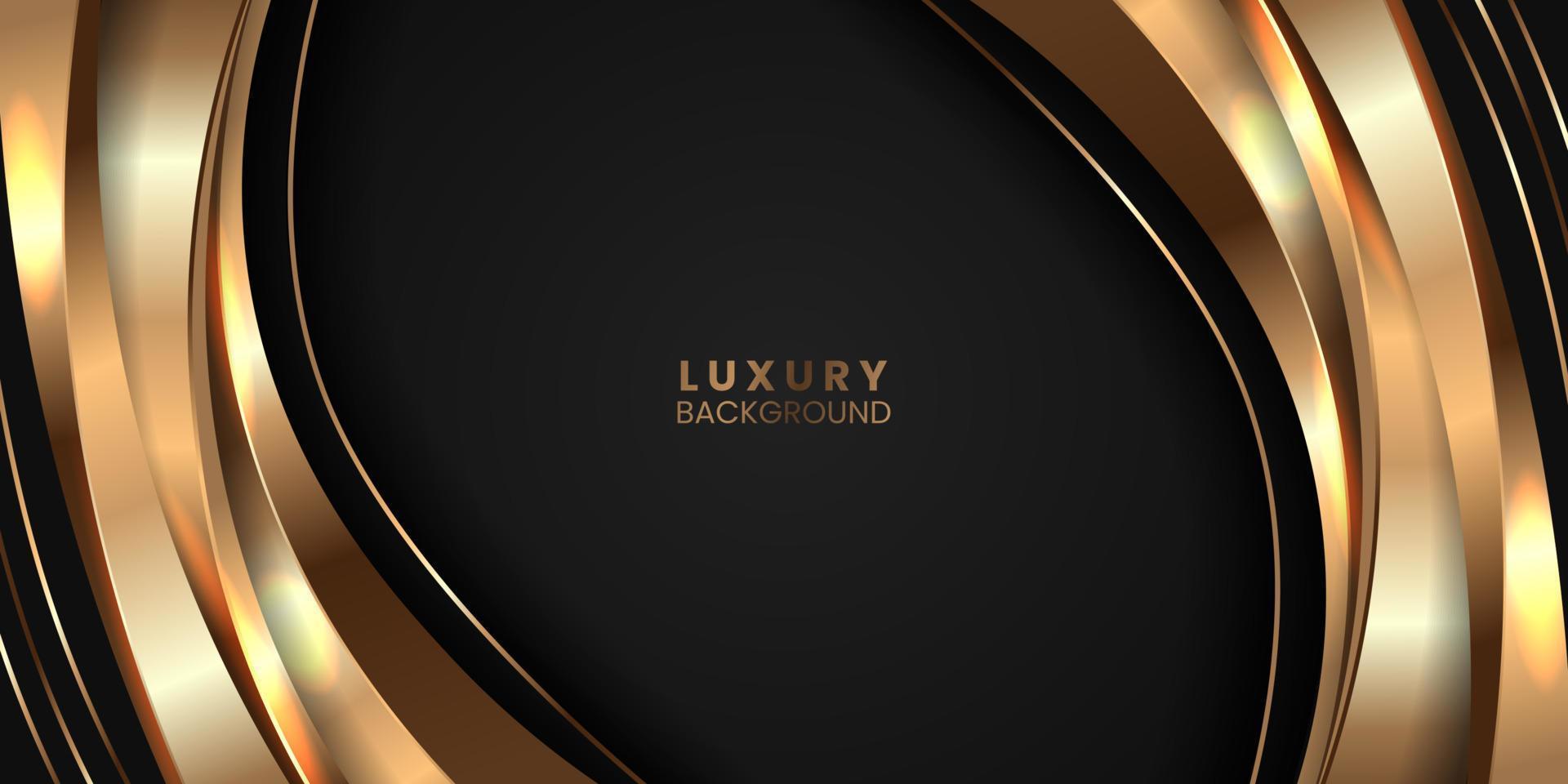 curve smooth golden color with black background for luxury elegant background for award winning vector