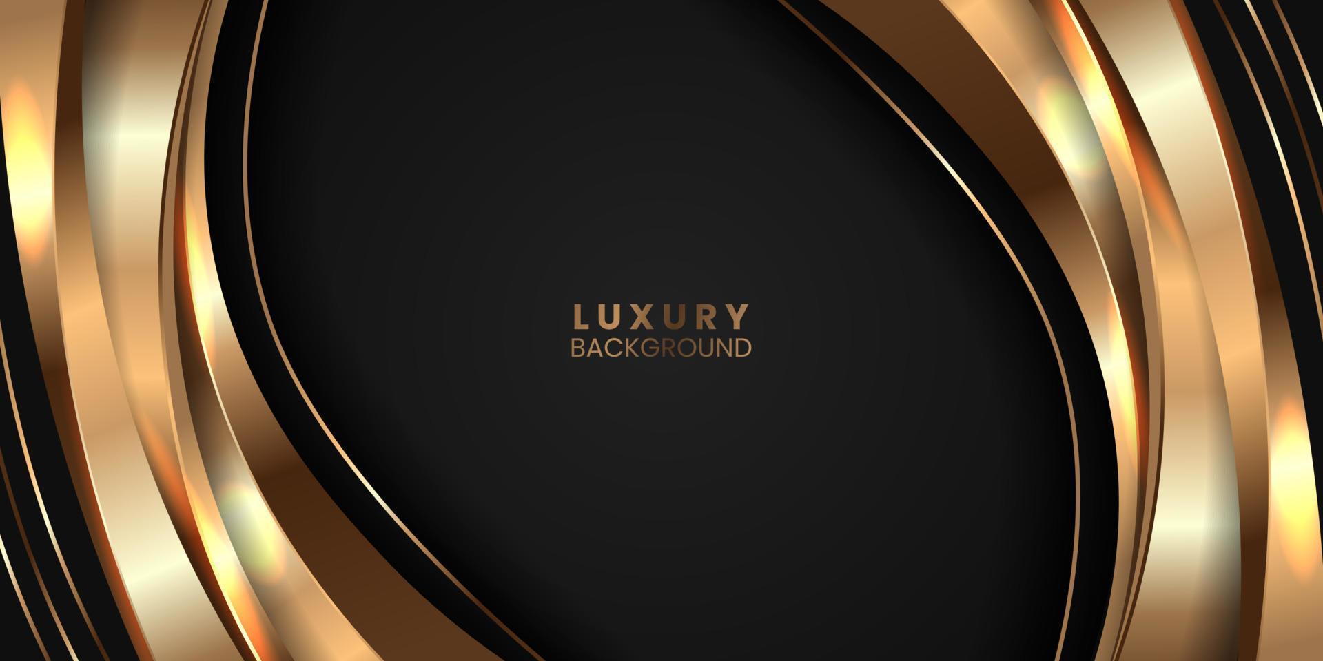 curva de color dorado suave con fondo negro para un fondo elegante de lujo para ganadores de premios vector