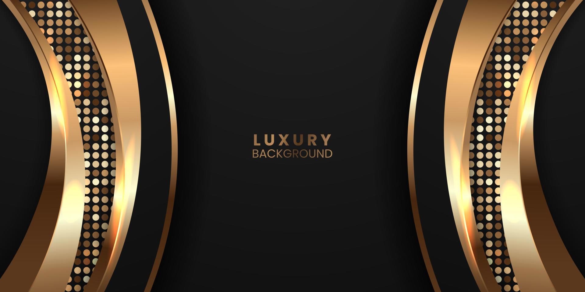 Elegant Luxury dark black background with golden shiny accent decoration vector