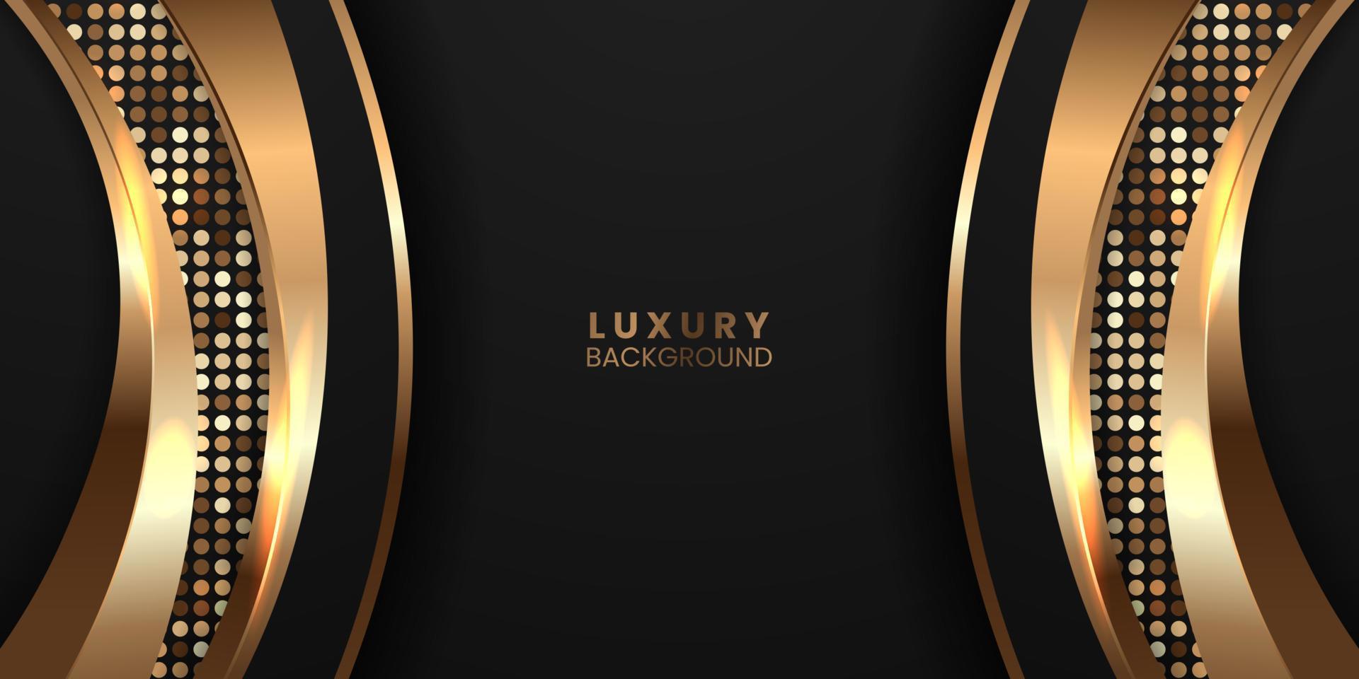 Elegant Luxury dark black background with golden shiny accent decoration vector