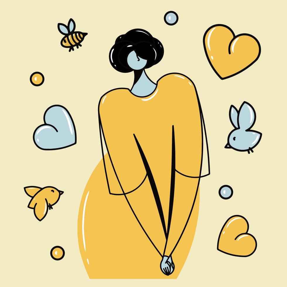 the girl in yellow dress hopes for peace vector