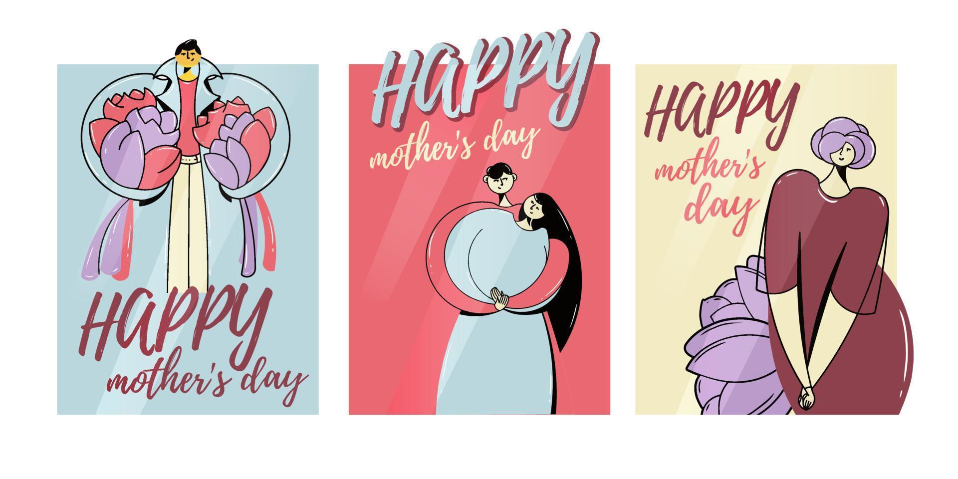 a set of cards on the theme of Mother's Day vector