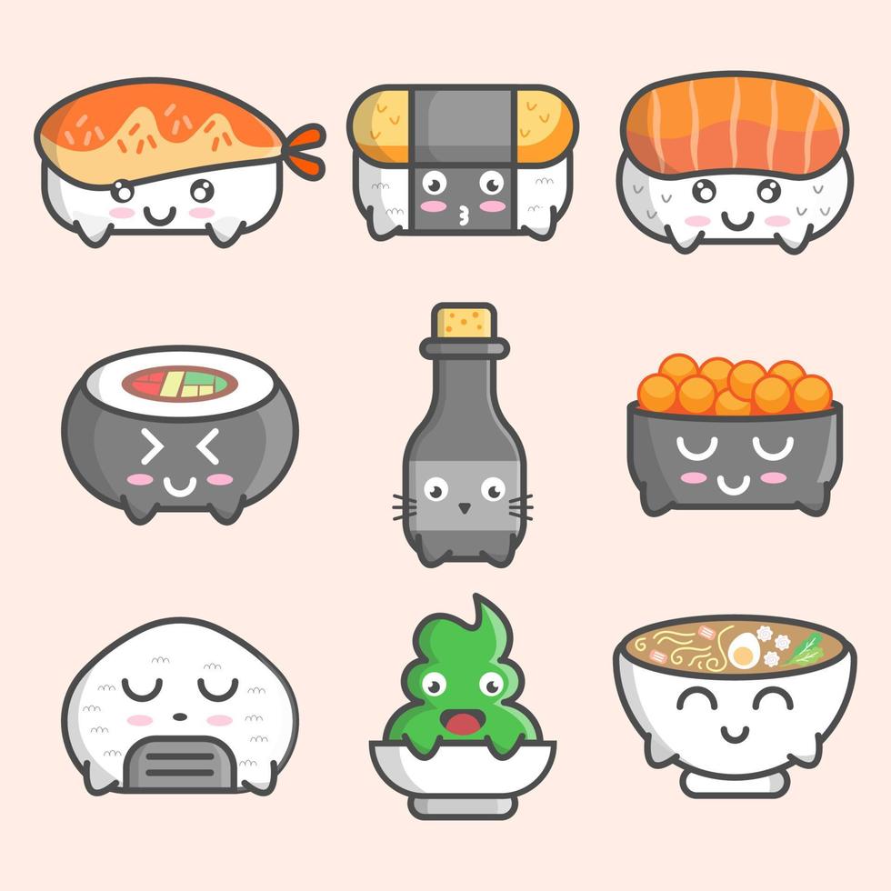 Cute Japanese Food Character vector