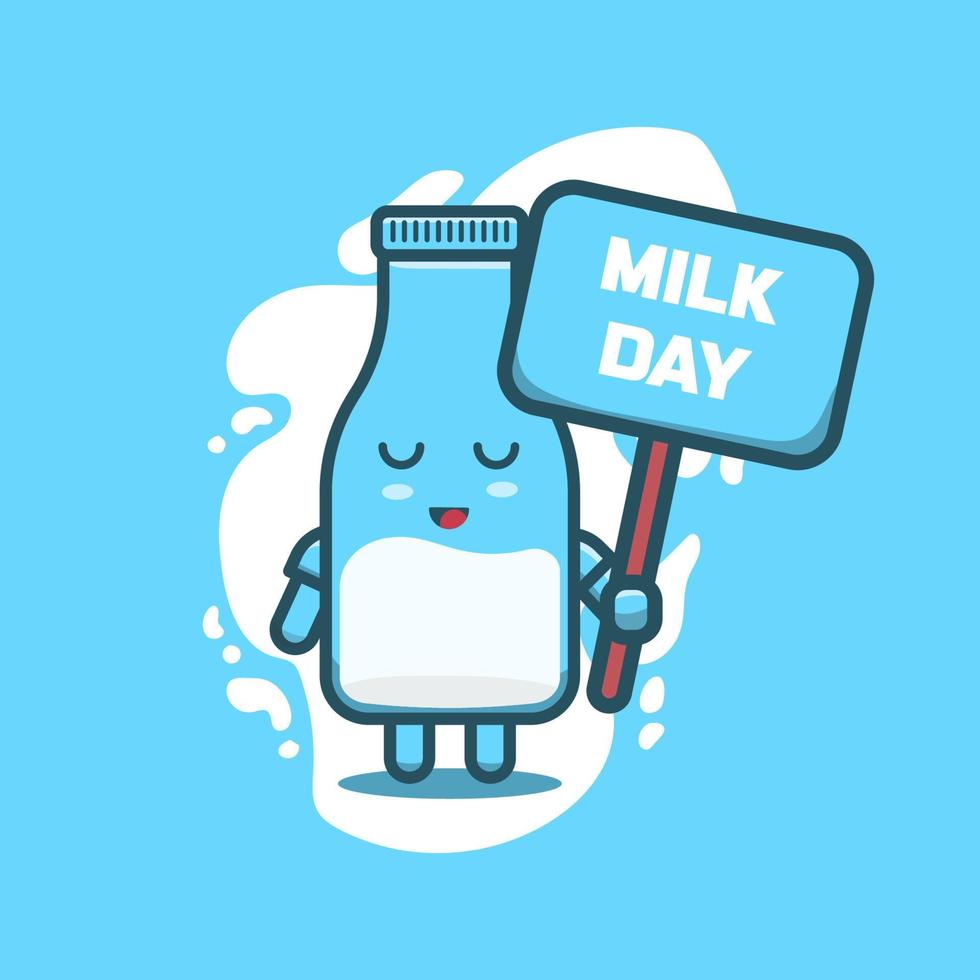 Cute Bottle Milk Character for Milk Day vector