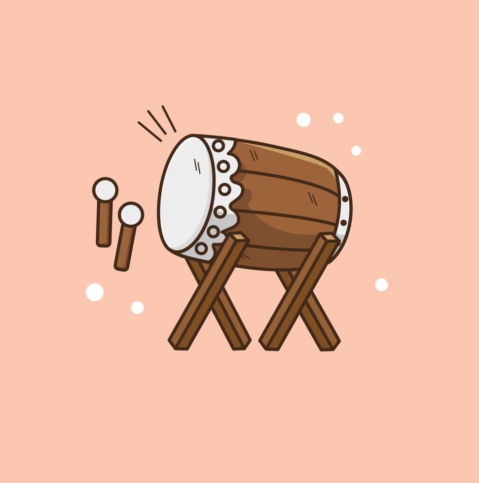 Indonesian bedug drum, a sign of celebration for Muslims, happy Eid Al-Fitr vector