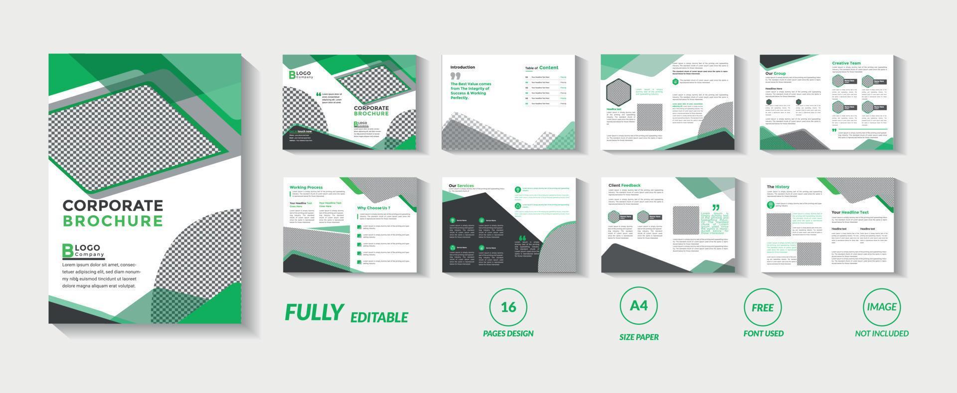 plantilla de folleto de empresa verde y negro vector