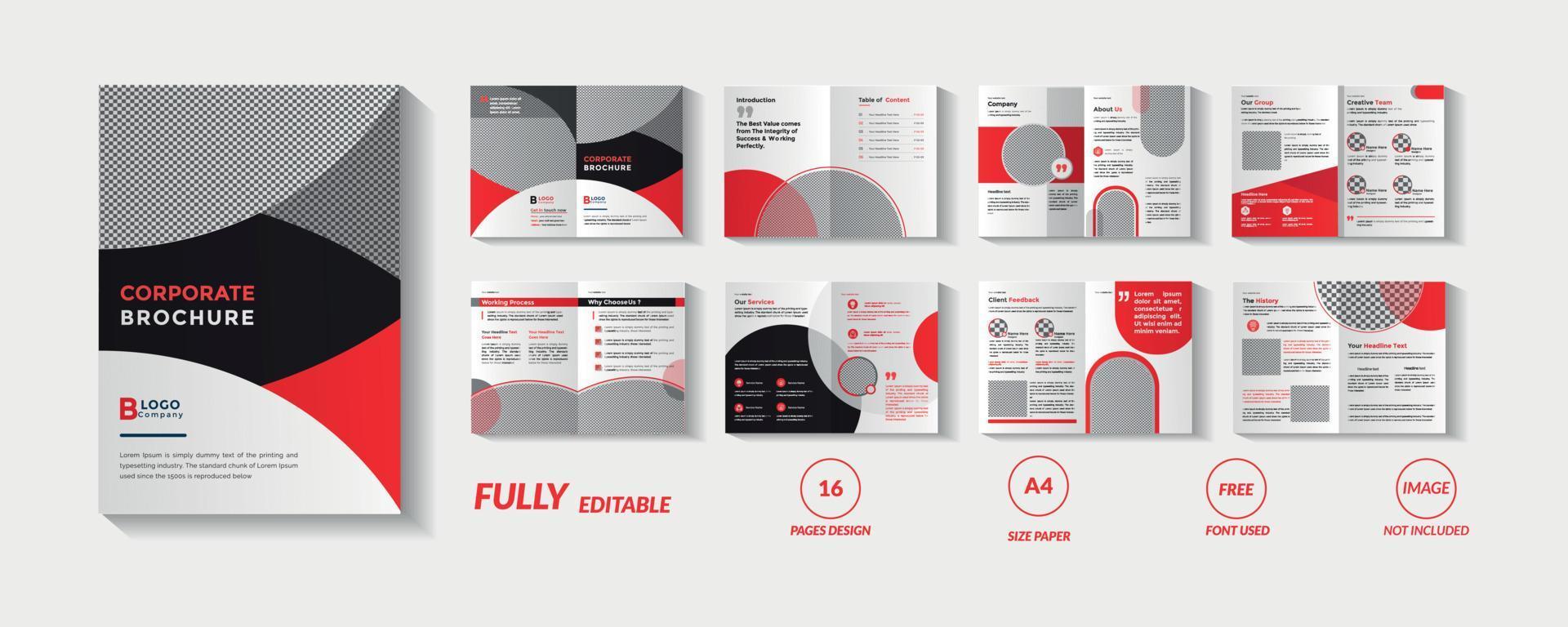 Red and black company brochure template vector