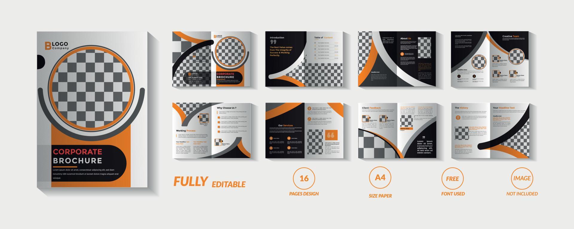 Orange and black company brochure template vector