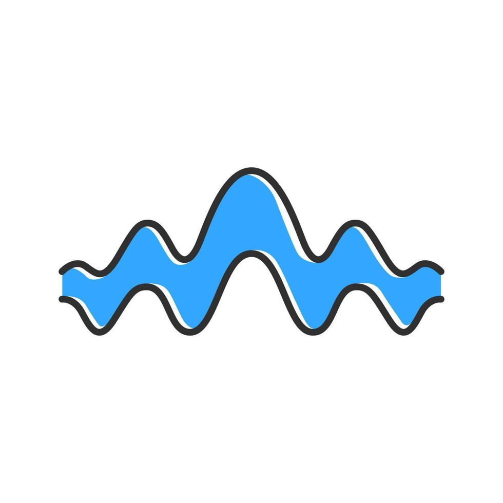 Blue fluid wave color icon. Flowing wavy lines. Music rhythm, digital soundwave, melody waveform. Equalizer, sound abstract curve. Audio, stereo frequency. Motion sign. Isolated vector illustration