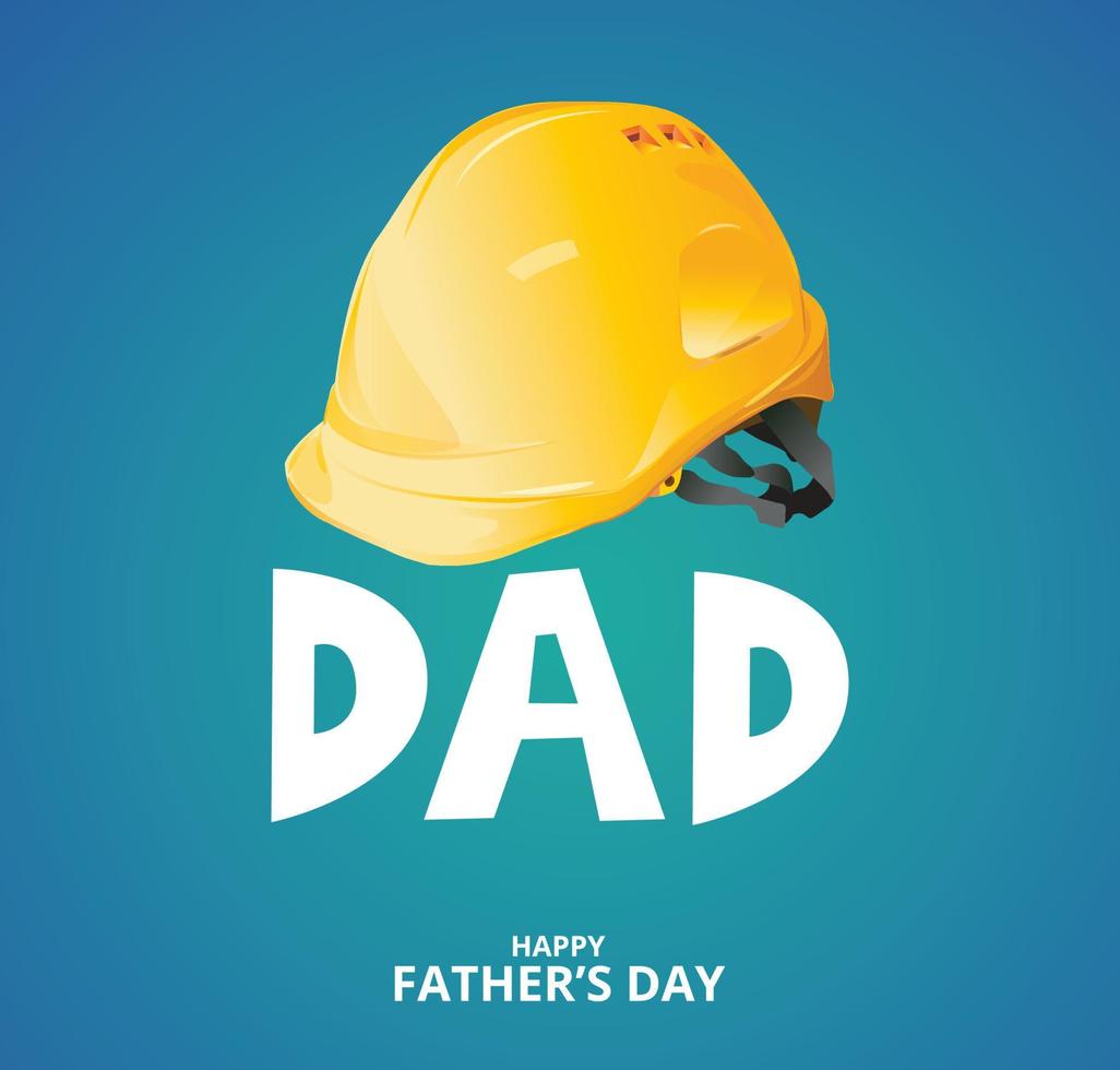 feliz día del padre sobre fondo blanco con casco de seguridad amarillo, concepto de papá amoroso, ilustración vectorial vector