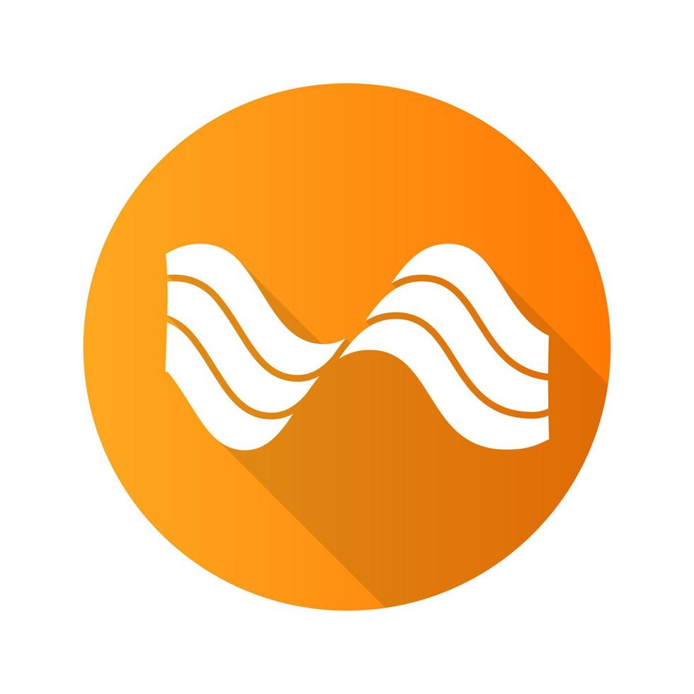 líneas de sonido onduladas icono de glifo de sombra larga de diseño plano naranja. ritmo musical, onda de melodía. banda sonora reproduciendo forma de onda. señal de flujo de energía. vibración, curva de amplitud de ruido. ilustración de silueta vectorial vector