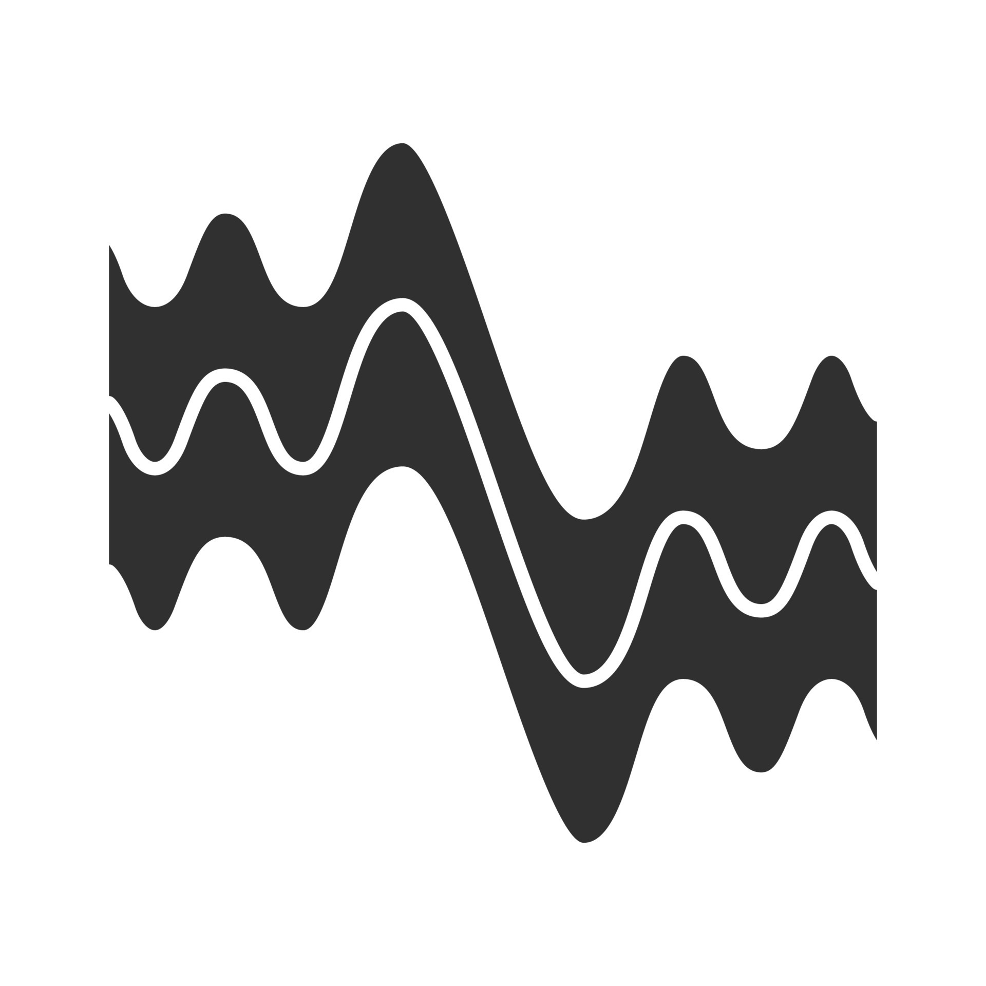 Flowing wavy lines glyph icon. Silhouette symbol. Fluid parallel