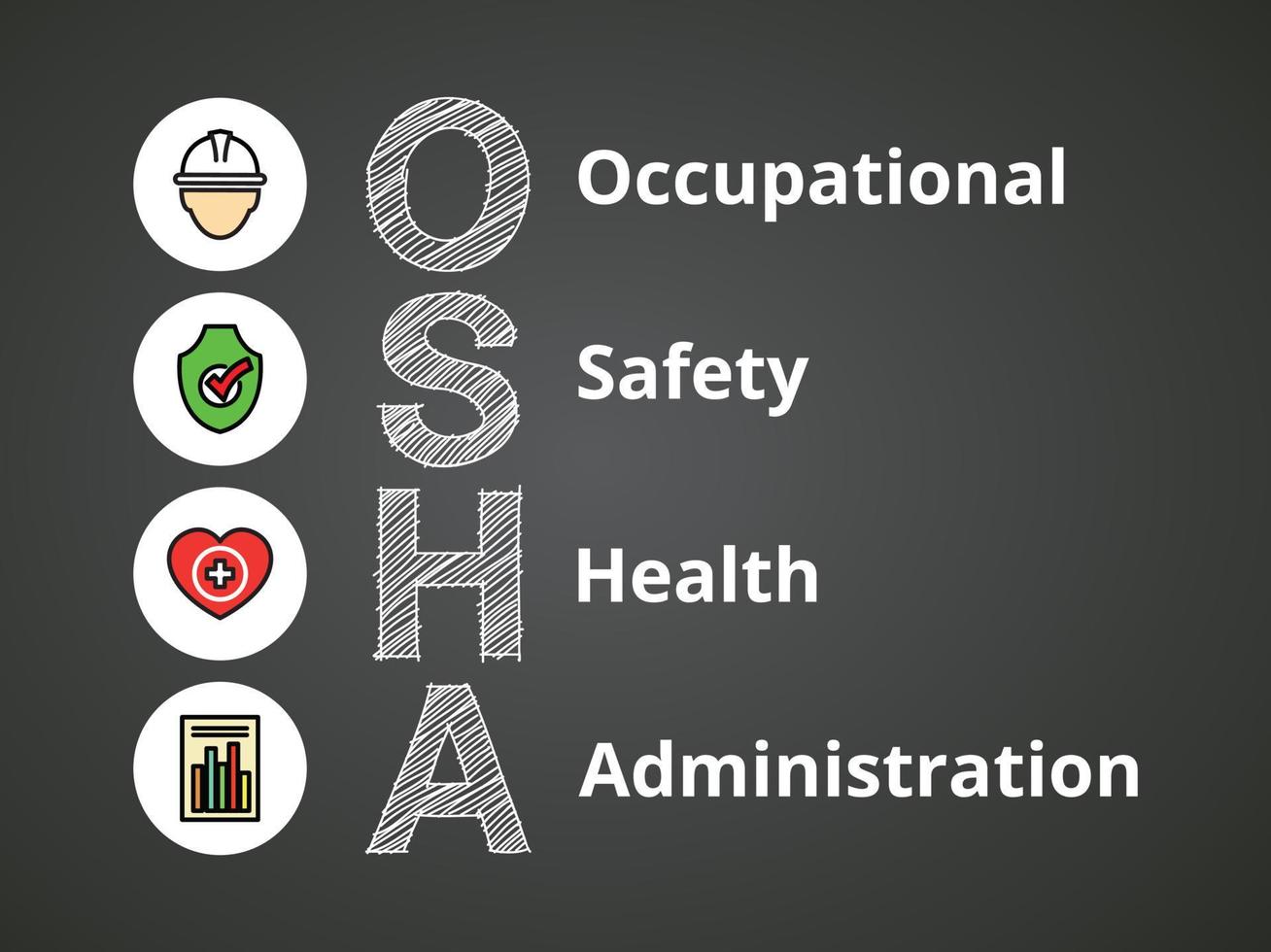 osha, ocupacional, salud de seguridad, administración, diseño de vectores. vector