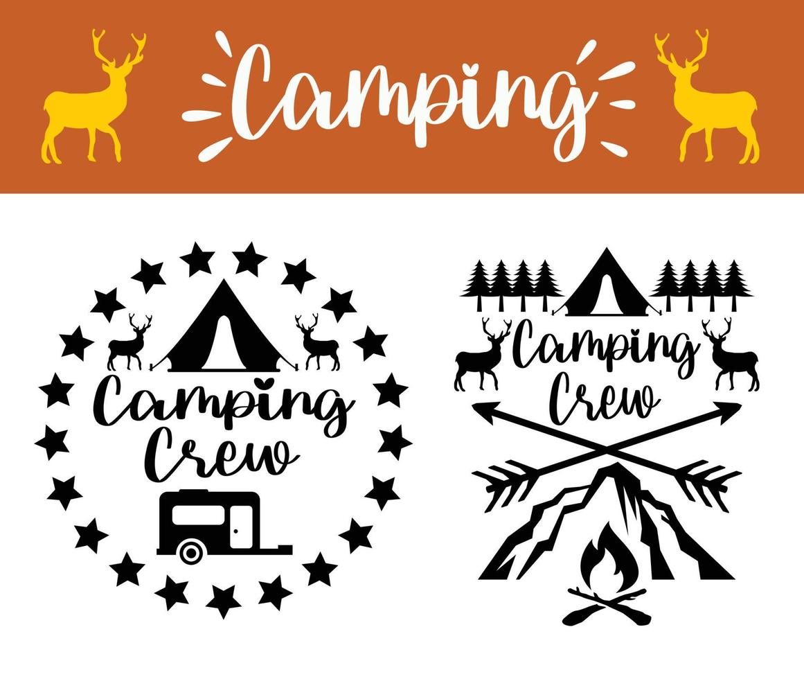 camping, campamento de verano, bosque o montaña y antecedentes de aventuras al aire libre, diseño vectorial vector