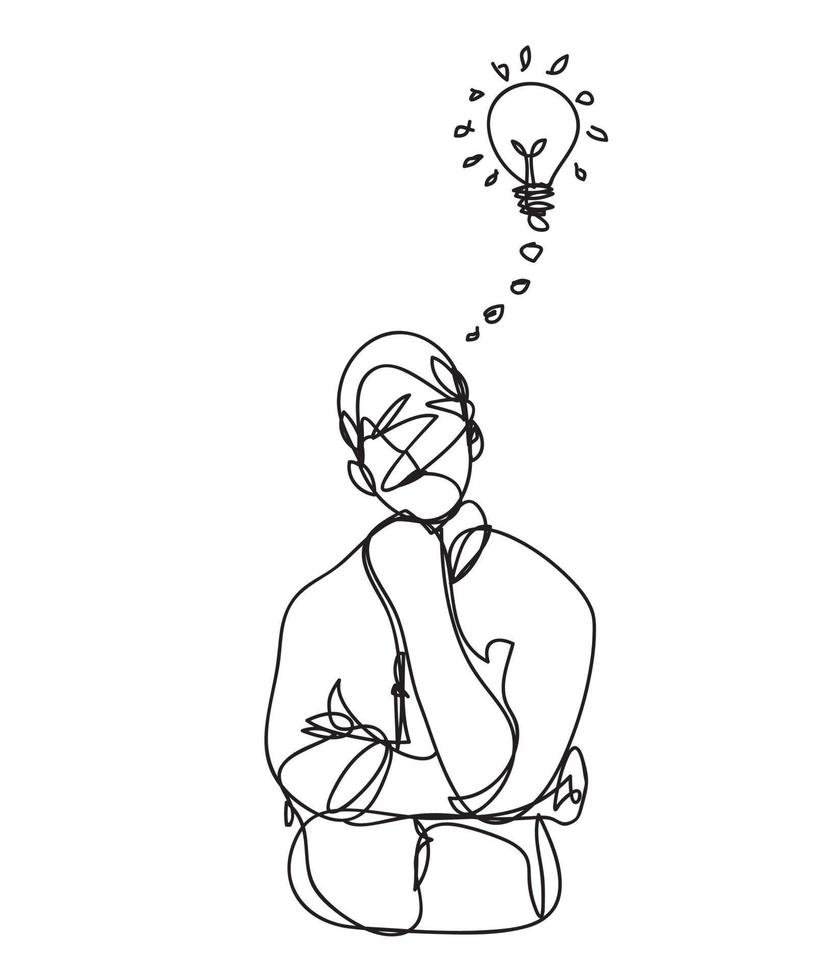 a man thinking line drawing style,vector design vector