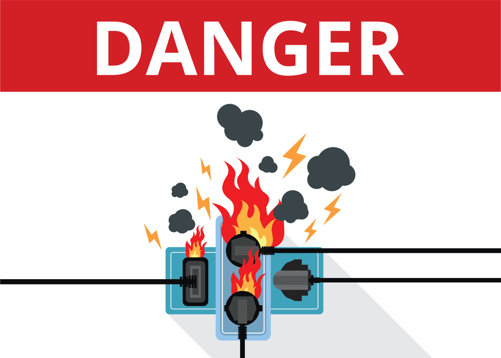 Power plug is full, Short circuit, Overload plug in power , Safety