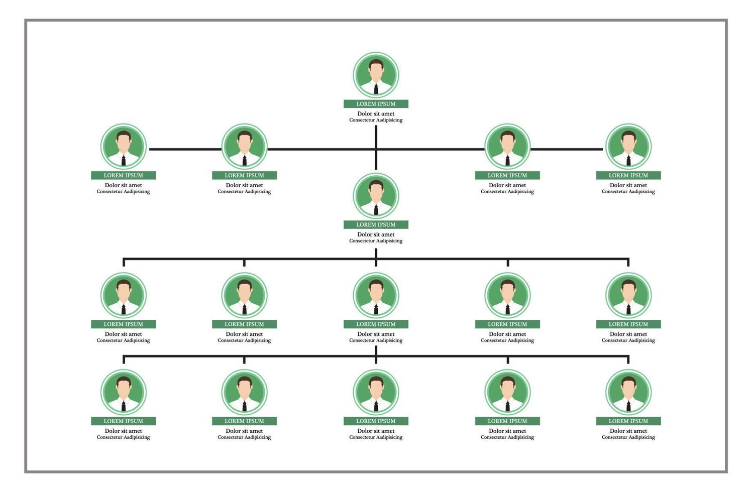 Organization Chart Infographics with People Icon and Abstract Line, Business Structure. vector