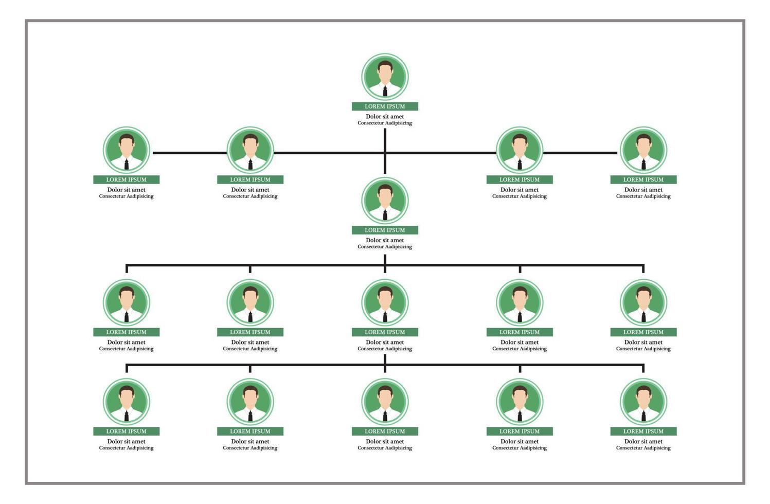 Organization Chart Infographics with People Icon and Abstract Line, Business Structure. vector