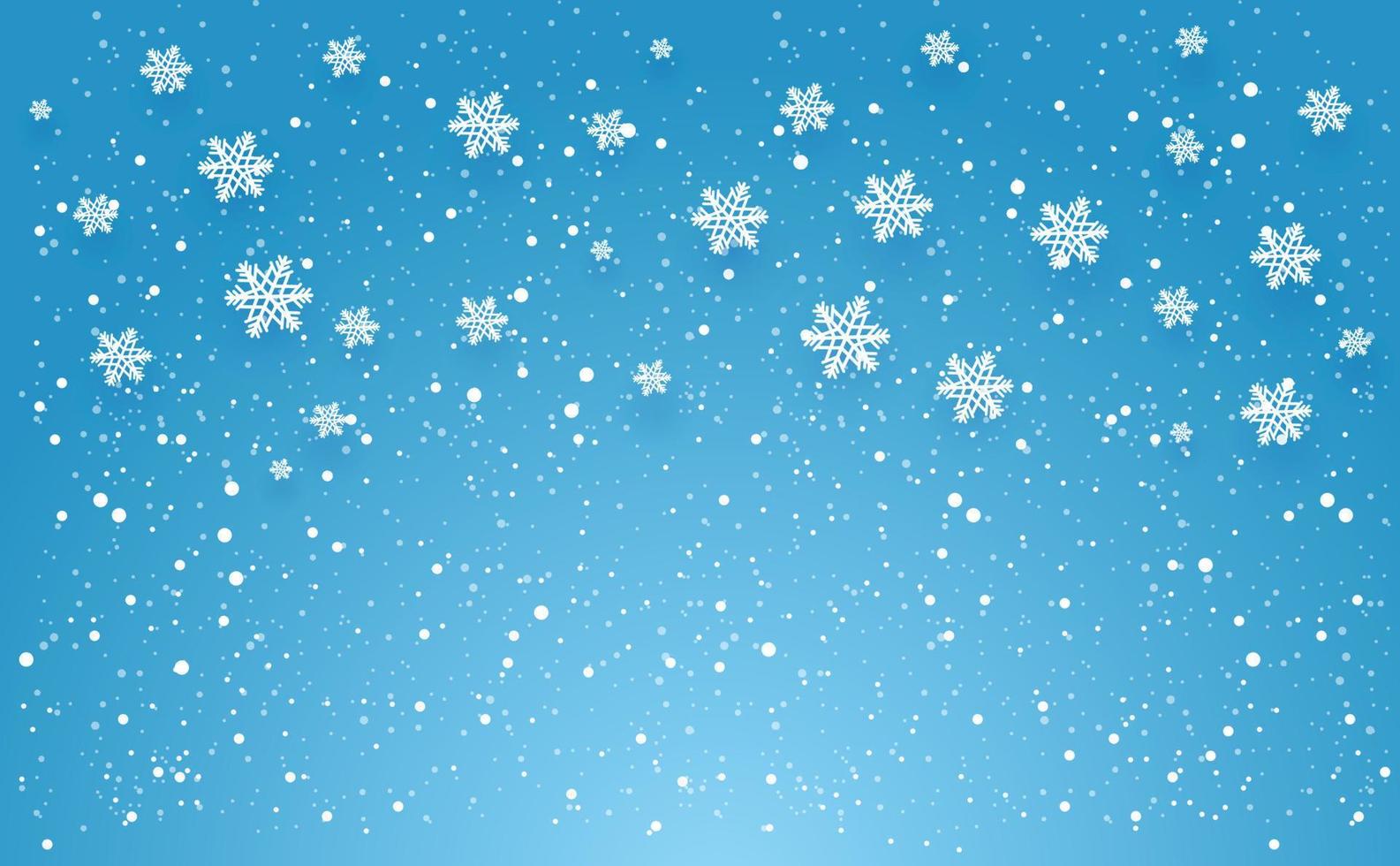 copos de nieve y fondo invernal, afiches navideños, paisaje invernal, diseño vectorial vector