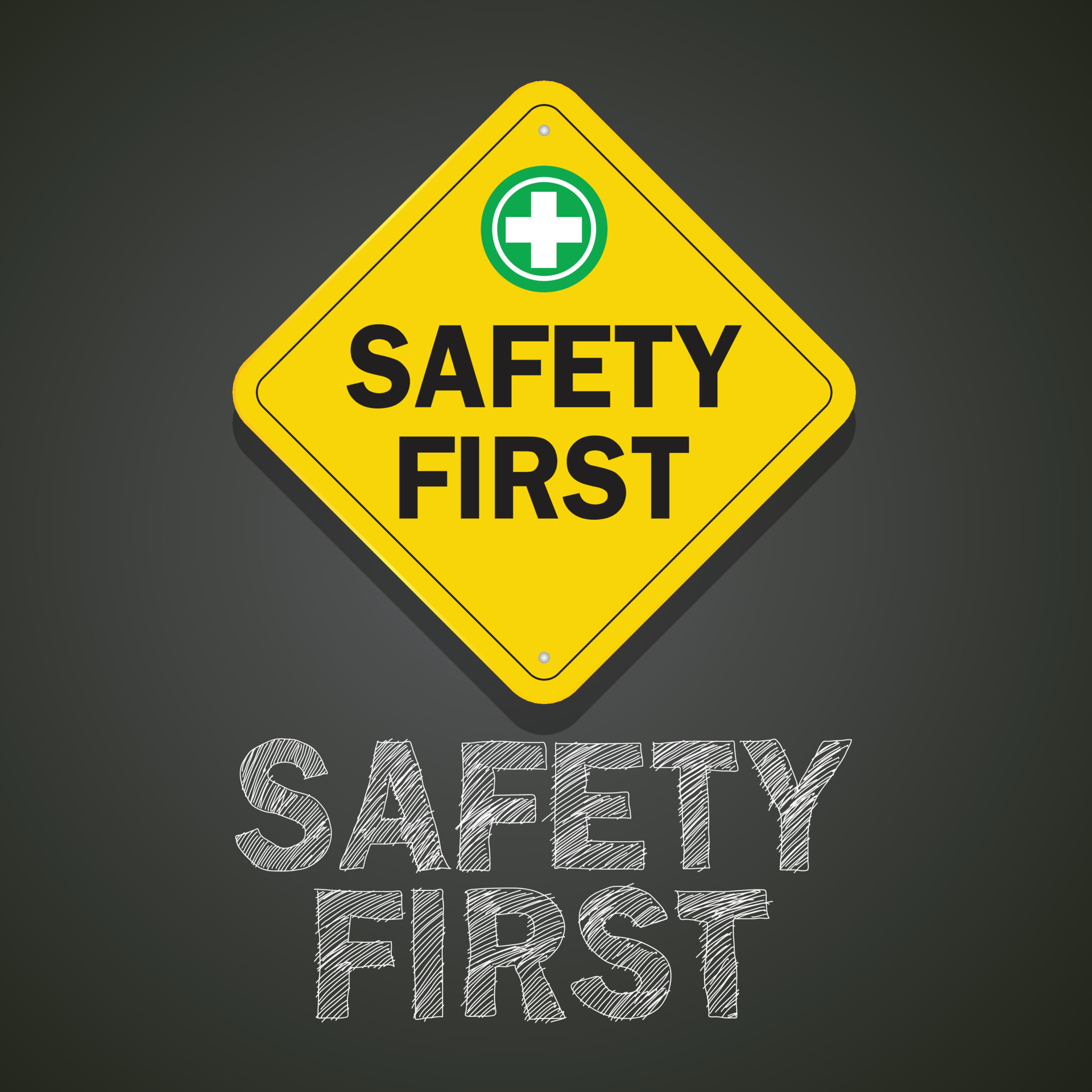 safety first sign, construction concept, vector design. 7582335 Vector Art at Vecteezy