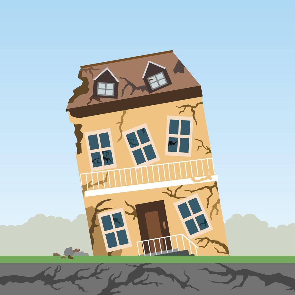 Earthquake , Natural disasters , The remains of a building after the earthquake,  Vector Illustration