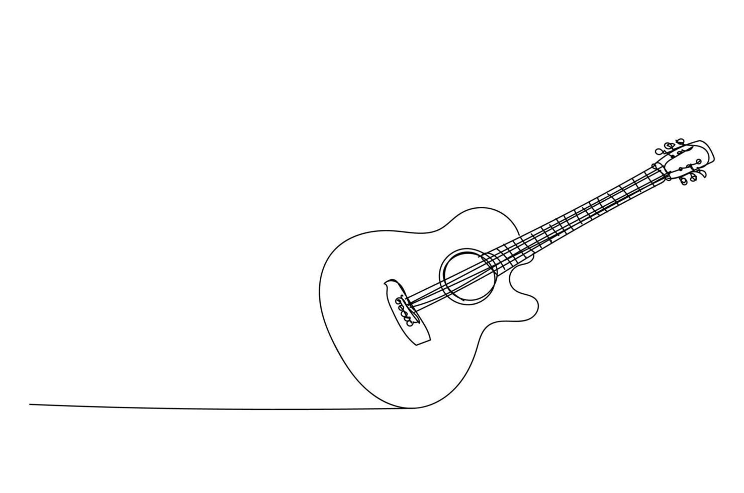 Acoustic Guitar ,line drawing style, vector design