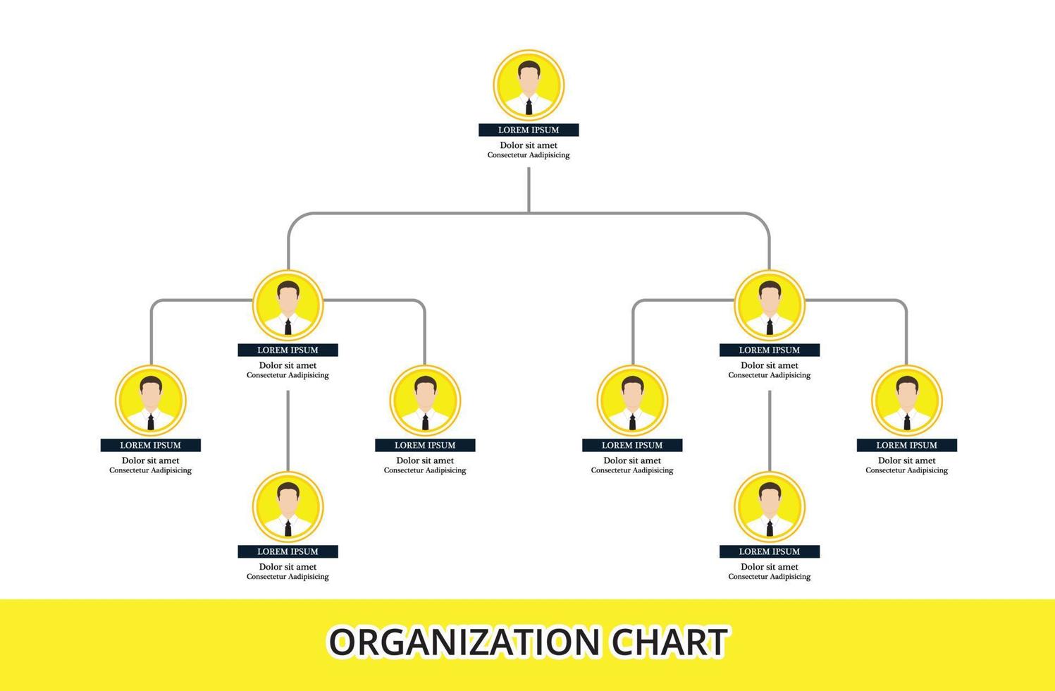 infografías de organigramas con icono de personas y línea abstracta, estructura empresarial. vector
