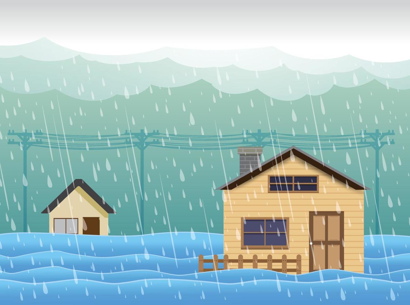 flood  , flooding water in city street, vector design