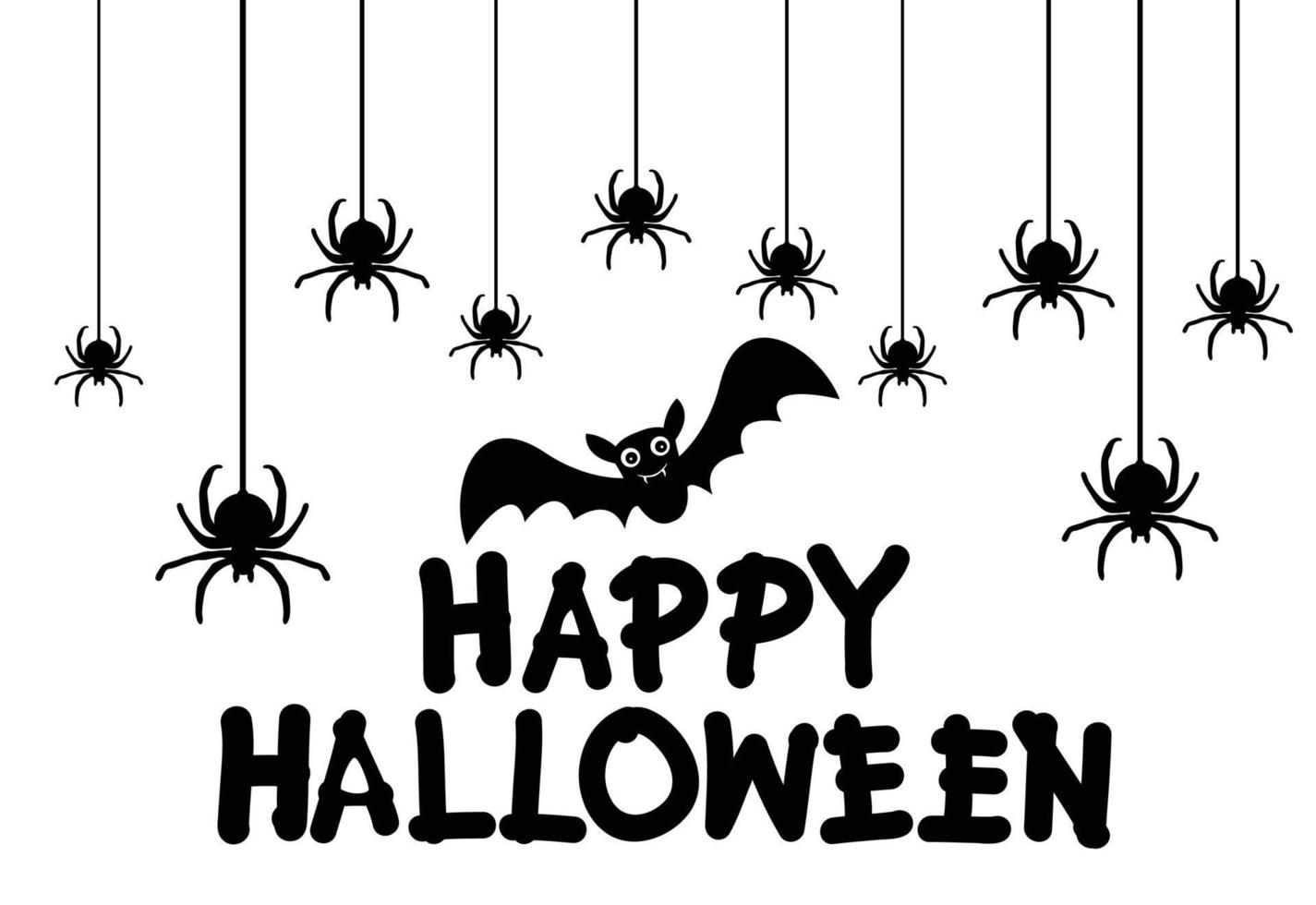 feliz halloween, colección de juegos de caracteres de silueta, calabazas y murciélagos voladores ilustración vectorial vector