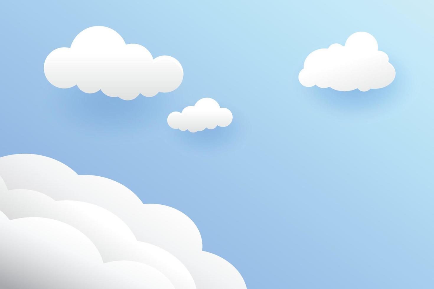 Clouds in the sky, The summer beautiful nature background, paper art style. vector