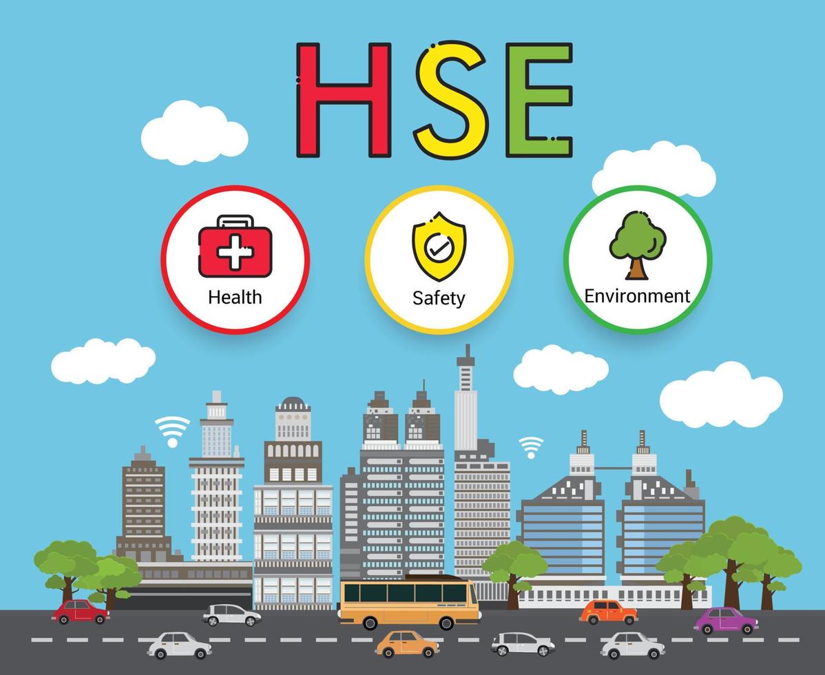 HSE concept ,Health Safety Environment acronym, vector icon design